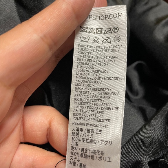 Topshop Black Faux Fur Collared Jacket Cozy Y2K Winter - Picture 5 of 5